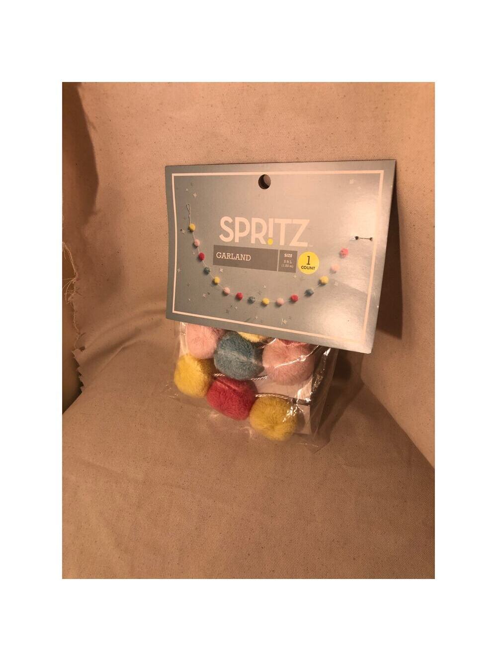 Spritz NWT Bright Pom Pom Garland 1 Count 5ft Multicolor Pastels